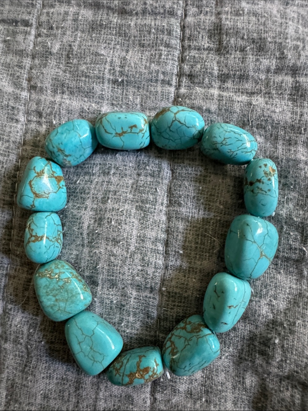 Source Unknown Blue Turquoise Stretch Bracelet